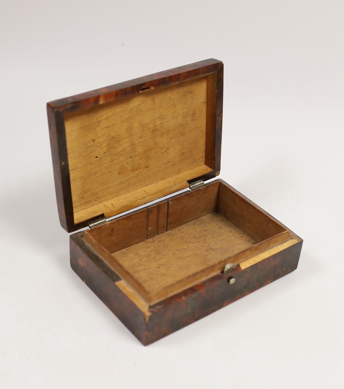 A late Victorian silver mounted tortoiseshell rectangular 'Cigarettes' box, A & J Zimmerman, Birmingham, 1896, 15.2cm.